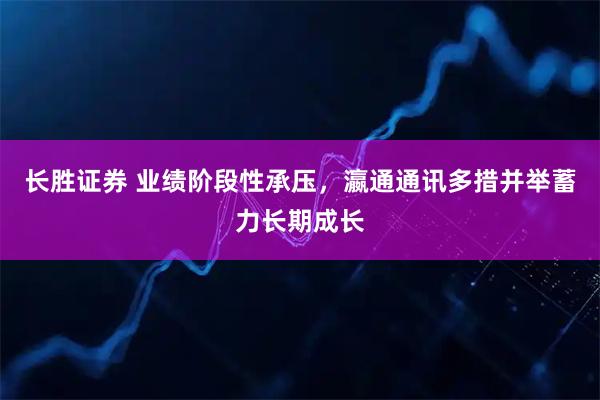 长胜证券 业绩阶段性承压，瀛通通讯多措并举蓄力长期成长